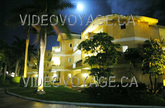 Cuba Cayo-Coco TRYP Cayo-Coco One of the buildings that habritent rooms at night in the moonlight.