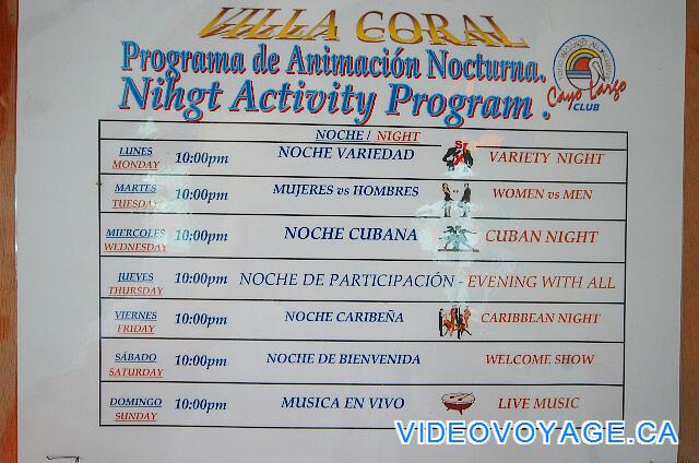 Cuba Cayo Largo Gran Caribe Cayo Largo The entertainment schedule