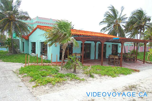 Cuba Cayo Largo Gran Caribe Cayo Largo The terrace at the back of the dining room with a partial ocean view.