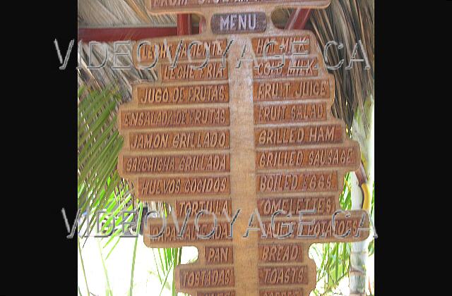 Cuba Guardalavaca Brisas Guardalavaca The Snack bar menu that does not change frequently ...