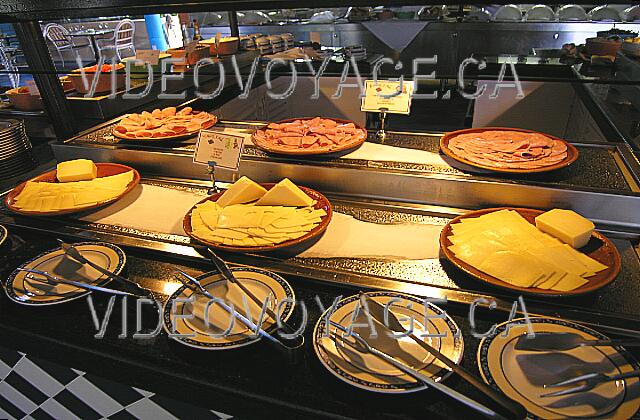 Cuba Guardalavaca Playa Pesquero Cold cuts and cheese on a refrigerated counter.