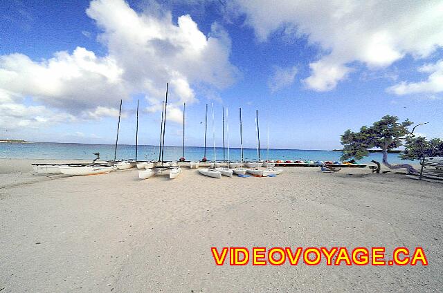 Cuba Guardalavaca Playa Pesquero The many sailboats and catamarans on the beach.