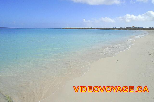 Cuba Guardalavaca Playa Pesquero One morning with very little wave, a pale beige to white sand, very little seaweed and little reef.