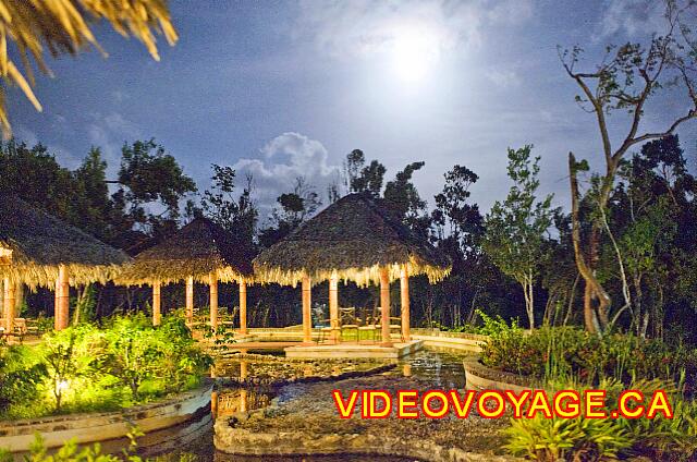 Cuba Guardalavaca Playa Pesquero The tables on the islands at the full moon ... A beautiful setting for dinner.