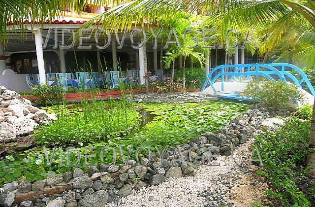 Cuba Guardalavaca Sol Rio De Luna Y Mares Un étang d'eau entour la terrasse avec une végétation abondante.