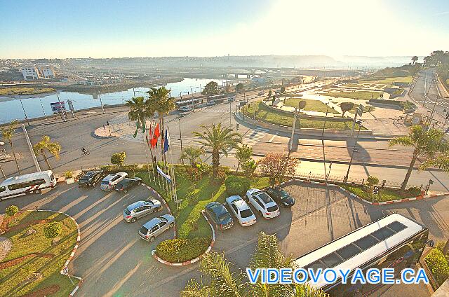 Maroc Rabat Golden Tulip Farah Rabat Outside the hotel in the morning, an intersection of two major boulevards and the tramway.