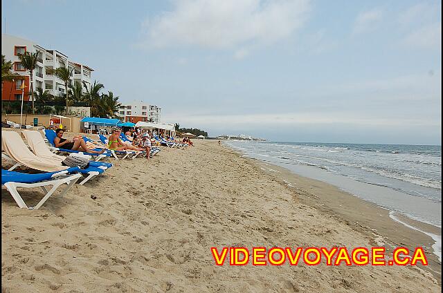 Mexique Nuevo Vallarta Riu Vallarta Las sillas a lo largo de la playa con una pendiente entre las sillas y el mar.