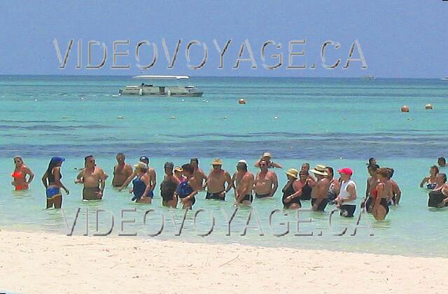 Republique Dominicaine Punta Cana Barcelo Bavaro Caribe Many participants for water aerobics in the sea.