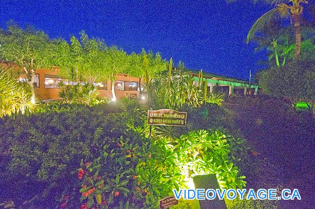 République Dominicaine Punta Cana Catalonia Bavaro The front of Mariachi restaurants and Rodeo Steak house at night.