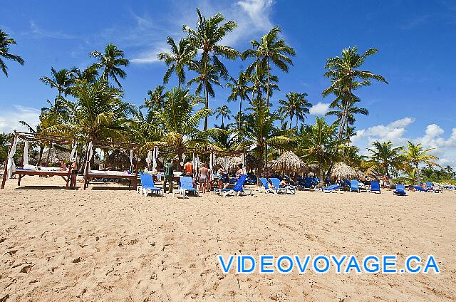 République Dominicaine Punta Cana Dreams Punta Cana Des palapas et des matelas sur le bord de la plage.