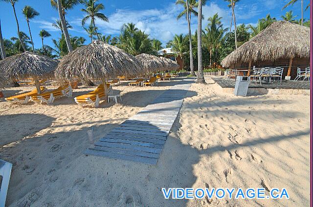 République Dominicaine Punta Cana Iberostar Dominicana/Punta Cana Des trottoires en bois permettent l'accès aux personnes handicapés à la plage.