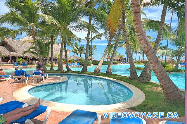 Republique Dominicaine Punta Cana VIK Hotel Arena Blanca La piscina para niños bajo la sombra de árboles para proteger a los niños del sol.