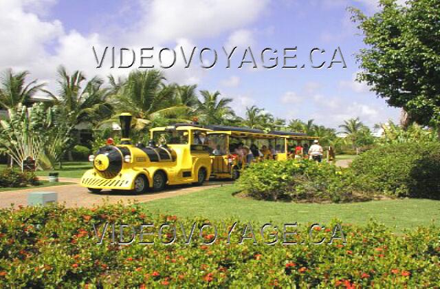 Republique Dominicaine Punta Cana Melia Caribe Tropical Un petit train fait la navette entre les lobby et la plage. Plus de 650 mètres sépare certaines chambres près du lobby et la plage.