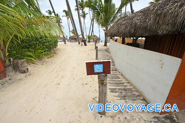 Republique Dominicaine Punta Cana Natura  Park Un trottoire en bois permet aux personnes en chaise roulante de s'approcher de la plage.