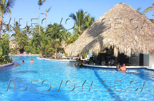 Republique Dominicaine Punta Cana Paradisus Punta Cana Les nombreux ilôts et les formes courbes donnent un aspect agréable à la piscine. Ici, le bar directement dans la piscine.