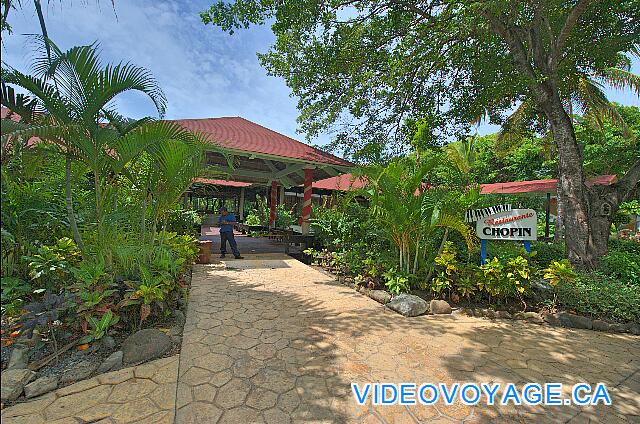 République Dominicaine Punta Cana Bávaro Princess All Suites Resort El restaurante Chopin, un buffet de cocina gourmet, con el pianista en el borde de un estanque.