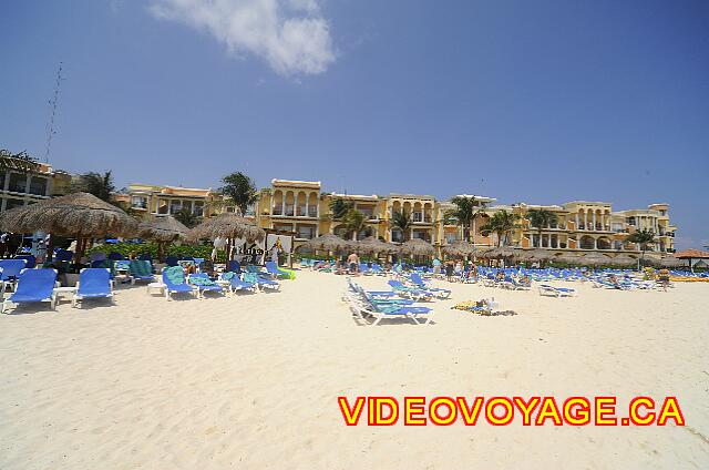 Mexico Playa del Carmen Gran Porto Real The palapas and loungers on the beach.