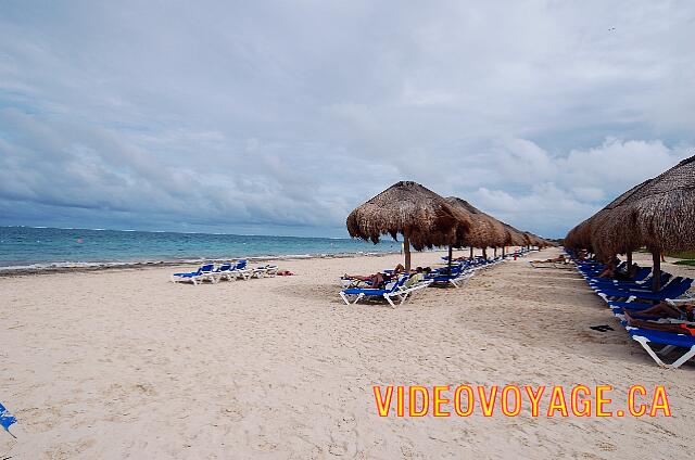 Mexique Puerto Morelos Sapphire Riviera Cancun Many umbrella and sun loungers.
