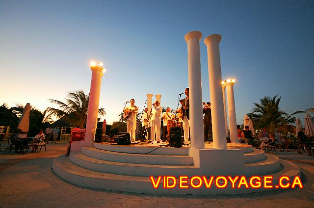 Cuba Cayo Santa Maria Melia Las Dunas The musicians in the center of the square with the sunset.