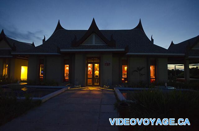 Cuba Cayo Santa Maria Playa Cayo Santa Maria The outside of the restaurant at the kitchen Asian map evening