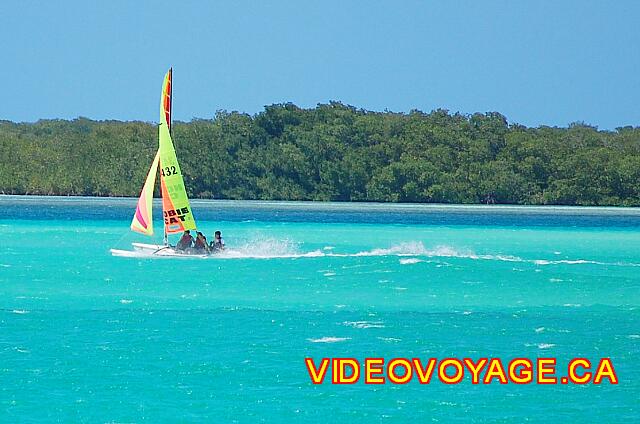 Cuba Cayo Santa Maria Iberostar Ensenachos A catamaran that sails at high speed.