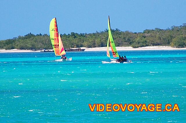 Cuba Cayo Santa Maria Iberostar Ensenachos Two catamarans that meet loins from the beach.