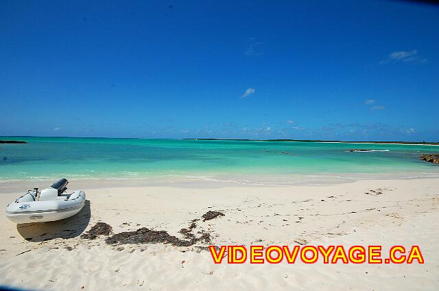 Cuba Cayo Santa Maria Iberostar Ensenachos A motorboat on the beach of the nautical center.