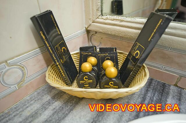 Cuba Varadero Barcelo Arenas Blancas The personal care products on the counter in the room bath.