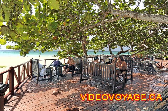 Cuba Varadero Club Amigo Aguas Azules A beautiful terrace at the shelter from the sun under the trees, a beautiful view of the ocean.