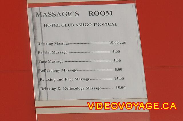 Cuba Varadero Hotel Club Tropical The price of the massages.