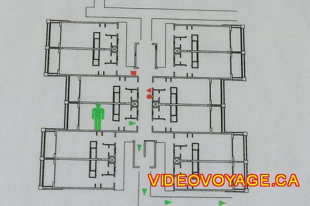 Cuba Varadero Iberostar Varadero Le plan d'un des batiments qui habritent les chambres.  Des batiments de 3 étages sans ascenceur.