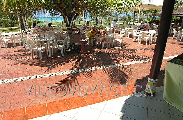 Cuba Varadero Naviti Varadero Una terraza con mesas bajo los árboles o grandes sombrillas.