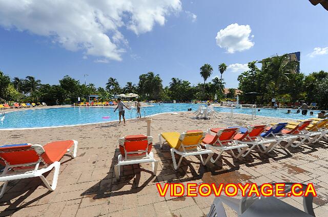 Cuba Varadero Bellevue Puntarena Playa Caleta Resort Many chairs on the pool deck.