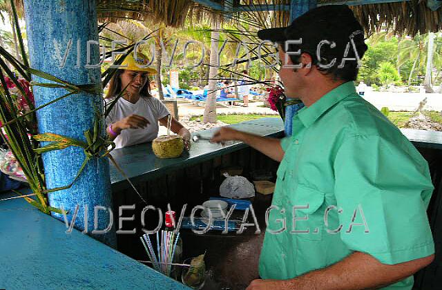 Cuba Varadero Melia Varadero Le bar Ron Coco entre la piscine et la plage qui sert des mixtes de boissons à partir de rhum dans la noix de coco.