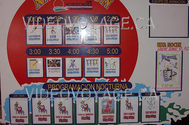 Cuba Varadero Hotel Acuazul The schedule of the animation. The two most popular activities are dance classes and Volleyball.