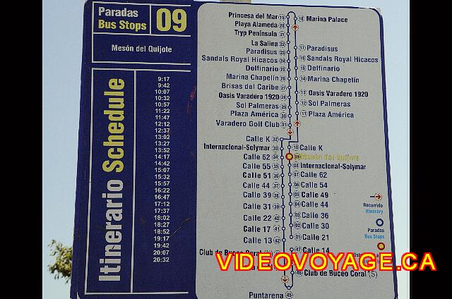 Cuba Varadero Hotel Villa Cuba El horario del autobús que pasa por el hotel. El costo de 5 CUC por día para el autobús.